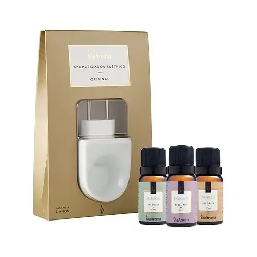 Difusor Aromatizador Porcelana Via Aroma + 3 Essências Cor Branco