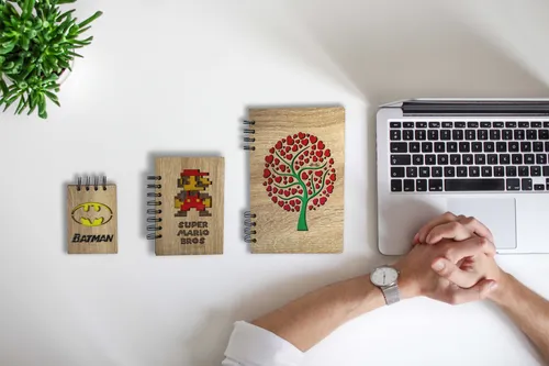 Libreta Ecológica Pequeña Diseño De Cerebro En Madera Apunte