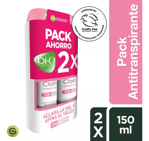 Pack X2 Desodorante Mujer Bí-o Clarify Afina 150ml