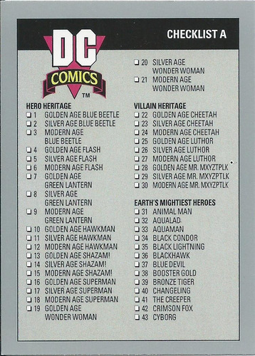 Barajita Dc Comics 1991 #179 Check List A