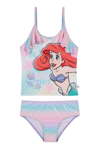 Traje De Baño Niña Tankini Disney Princesas Rosado C/vuelos