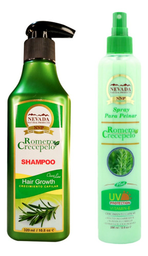 Shampoo Romero Crecepelo 320ml + Spray Para Peinar Romero