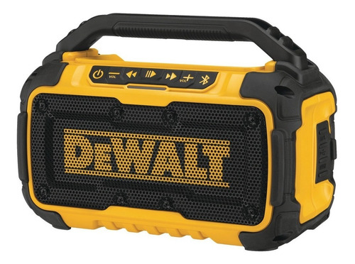 Parlante DeWalt DCR010 portátil con bluetooth negro y amarillo 120V 
