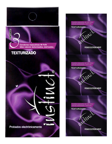 Condon Instinct Texturizado 12 Carteras Con 3 Condones C/u