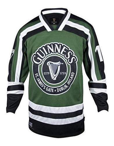 Guinness Green Y White Harp Hockey Jersey Camiseta De Polies