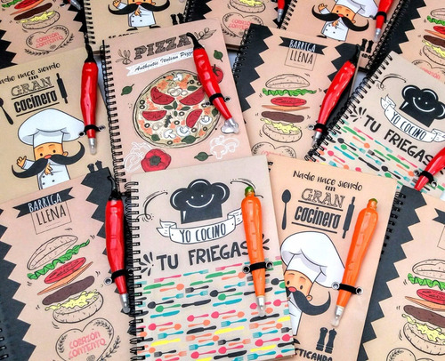 Imagen 1 de 9 de Cuaderno Receta, Recetario, Cuaderno Cocina Con Lapicera !!