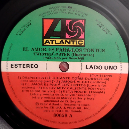 Twisted Sister - El Amor Es Para Los Tontos - Vinilo (Usado)