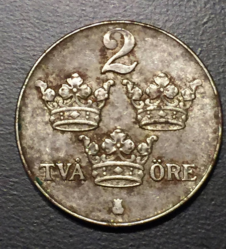 Swe023 Moneda Suecia 2 Ore 1942 Vf+ Ayff