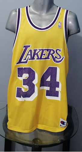 Jersey Lakers Champion 1997 No.34 Shaquille O'neal De Epoca
