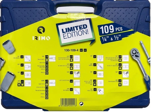 Juego De Tubos Irimo By Bahco Encastre 1/2 - 1/4 109 Piezas Color No Aplica
