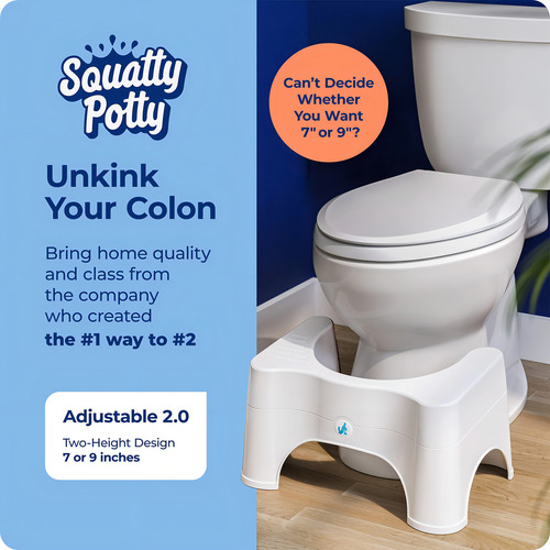 Squatty Potty Taburete De Baño Ajustable, 2 Piezas, Convertible A 17.78 Cm Ó 22.86 Cm, Color Blanco