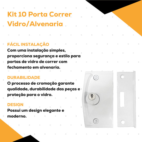 Kit 10 Porta Correr Vidro/alven. Linha 3000 Blindex Branco