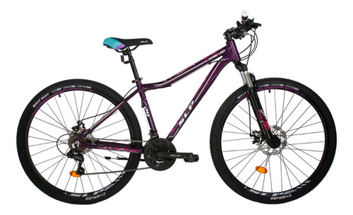Mountain bike femenina SLP 25 Pro Lady  2023 R29 M 21v frenos de disco mecánico cambios Shimano Tourney TZ31 color violeta con pie de apoyo  