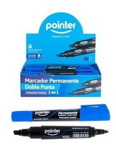 Marcador Permanente Azul Doble Punta Pointer X12 Pcs