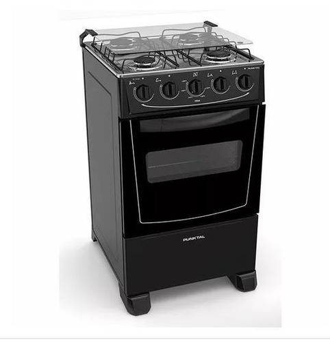 Imagen 2 de 3 de Cocina Punktal Viena PK-268BK a gas 4 hornallas negra puerta con visor 50L