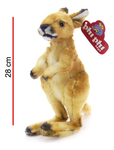 Imagen 4 de 4 de Peluche Animales Canguro Real Parado 28 Cm. Phi Phi Toys