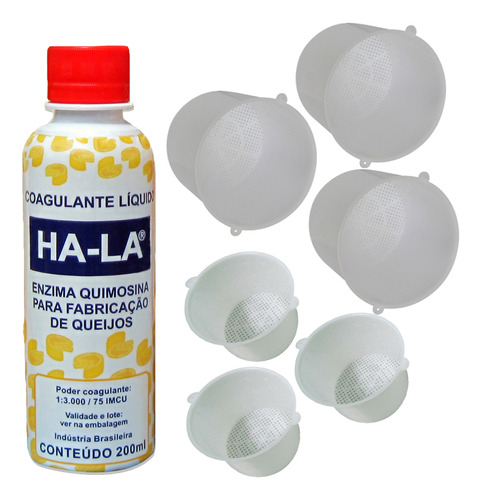 Kit Coalho Ha-la 200ml Queijos 3 Formas 500g 3 Formas 1kg