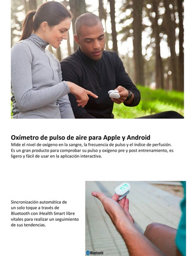 Ihealth Oxímetro De Pulso Bluetooth Compatible Android Ios
