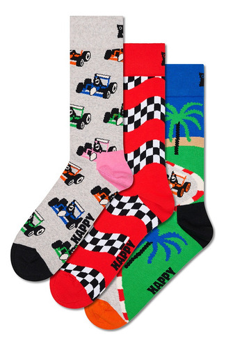 Calcetines Happy Socks Originales Carros Carreras 3 Pares