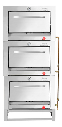 Horno A Gas, Ticgas, 3 Cámaras Inox, 65x65 Gas Natural