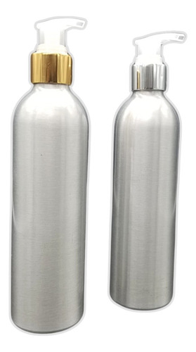 Botella De Aluminio 250ml C/dosificador Oro Y Plata (10pz)