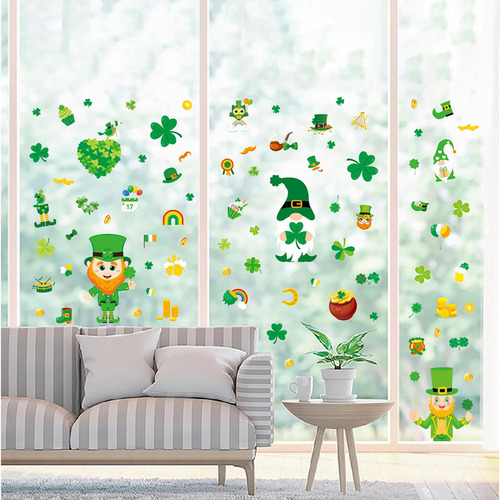\/ 4 Hojas De Pegatinas Para Ventanas Del Día De San