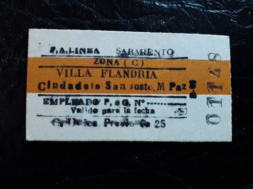 Boleto De Tren De Villa Flandria A Ciudadela Ferrocarril 