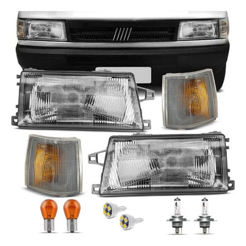 Kit Completo Farol Seta Lâmpada H4 Ambar Led Fiat Uno 2002