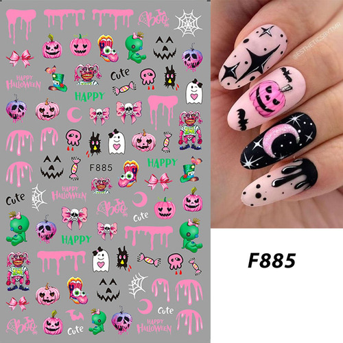 - Calcomanía Adhesiva Para Uñas, Calavera De Halloween