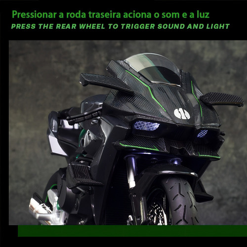 R1x Motocicleta Kawasaki H2r De Metal En Miniatura 1:12