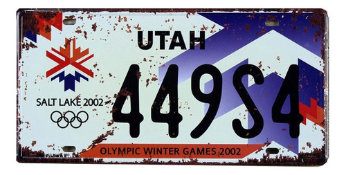 Placa Carro Antiga Decorativa Metálica Vintage Utah 414-18