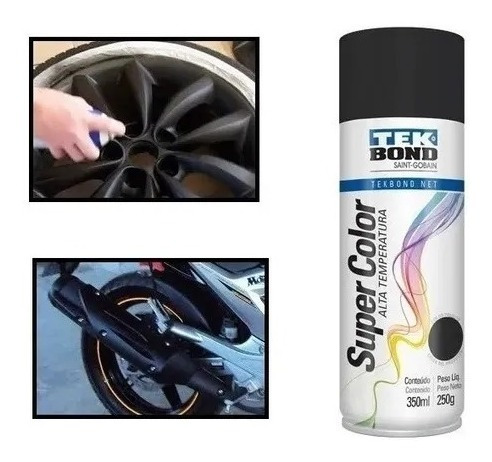 Imagem 2 de 3 de Tinta Spray Tek Bond Preto Fosco Uso Geral 350ml