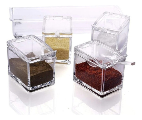 Especieros Frascos Condimentos Cocina Organizador Color Transparente