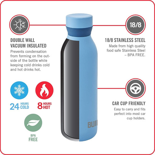 Imagen 2 de 6 de Botella Térmica Built 532ml Antiderrame 8hs Hot/24 Hs Frio