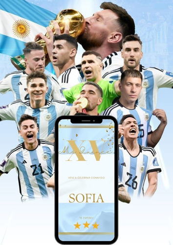 Argentina Campeón Invitación Web 15 Años Para Whatsapp