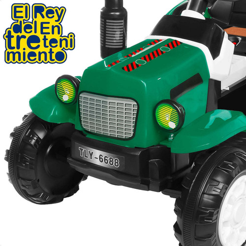 Imagen 10 de 10 de Tractor Auto A Batería Con Remolque Luces Música - El Rey