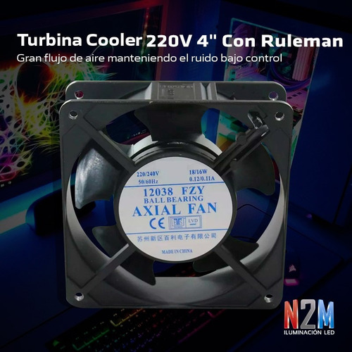 Imagen 6 de 10 de Turbina Metalica 220v 4in Cooler Ventilador Con Ruleman