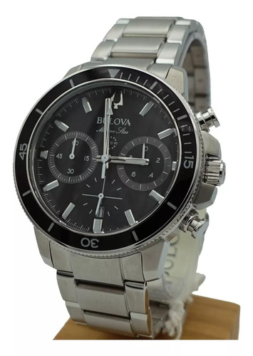 Relógio Bulova Masculino Marine Star 96b272 Aço Prata Cor do bisel Preto Cor do fundo Preto