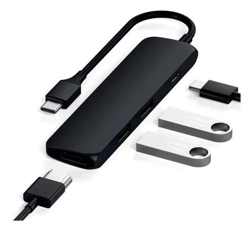 Hub Adaptador Slim Usb-c Usb-a *2 / Hdmi 4k/ Usb-c Negro Pp