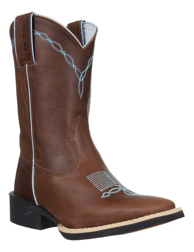 Bota Feminina Couro Marrom Bico Quadrado Cow Way 33730