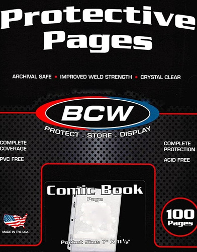 100 Paginas Protectoras De 1 Bolsillo Para Comic Bcw