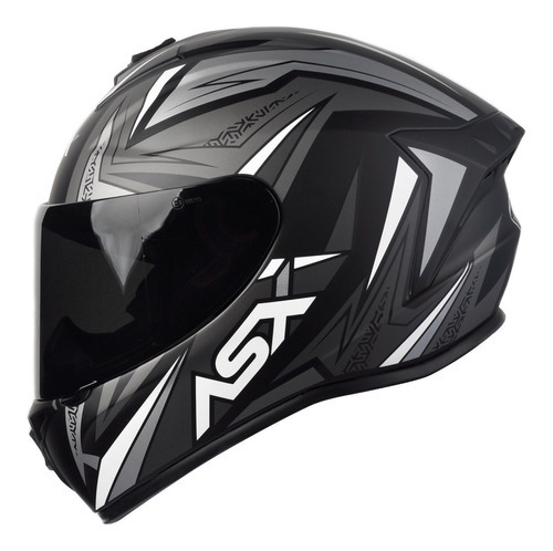 Capacete Asx Draken Vector Cinza Fosco + Viseira Fumê Tamanho do capacete 54-XS