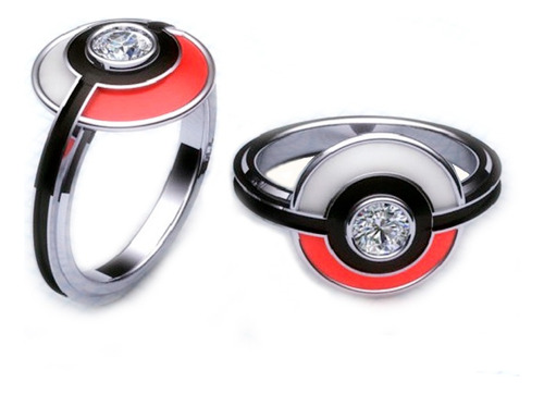 Anillo Pokémon Plata .925 Compromiso Amor Pareja Boda Bola