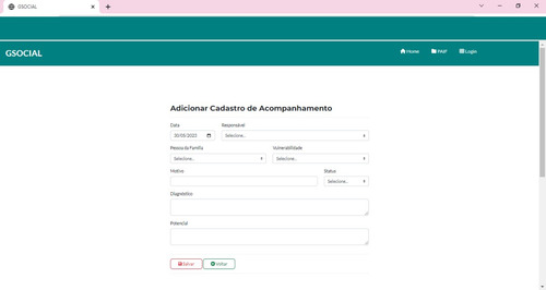 Sistema Web Controle Gestão Assistência Social