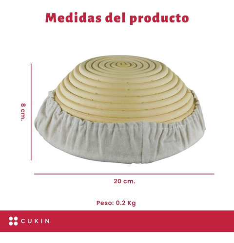 Imagen 3 de 8 de Banneton Redondo De 20cm - Cesta De Rattan - Cukin