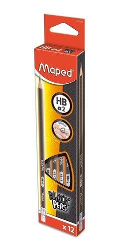 12 Lapices Triangulares Maped Black Peps Hb
