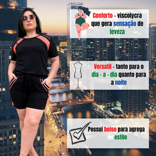 Imagem 8 de 9 de Conjuntinho Feminino Plus Size Blusinha Com Shorts Verão