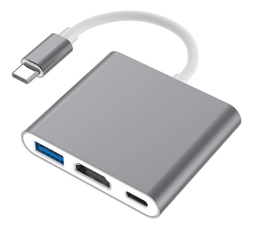 Adaptador Hub 3 En 1 Usb Tipo C A Usb-c Hdmi Usb3.0 Para Mac