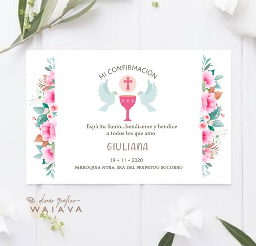 Imagen 10 de 10 de Estampas Confirmación Tarjetas Nenas Horizontal X 3u