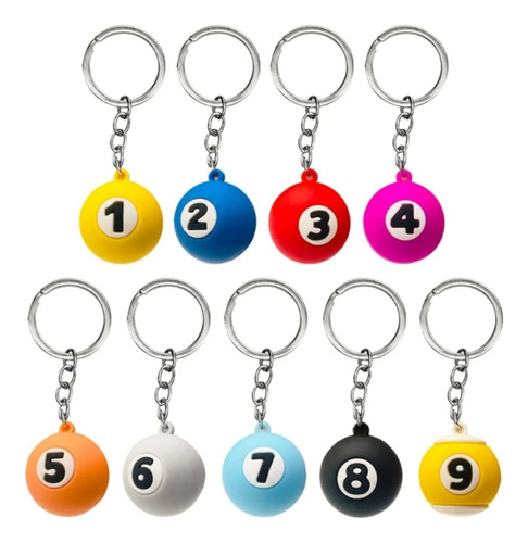 Llavero Diseño Bola De Billar Bolas De Pool 12 Unidades